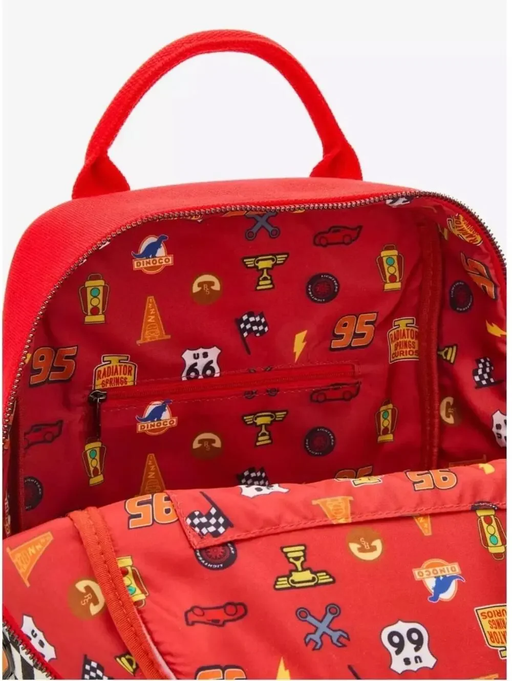 Loungefly Disney Cars Lightning McQueen Embroidered Patches Canvas Backpack